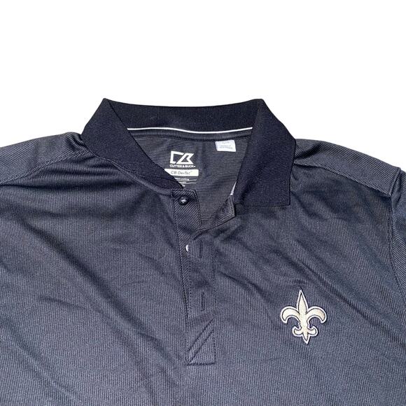 Cutter & Buck NFL New Orleans Saints Football Short Sleeved Polo Shirt Black - Picture 2 of 11